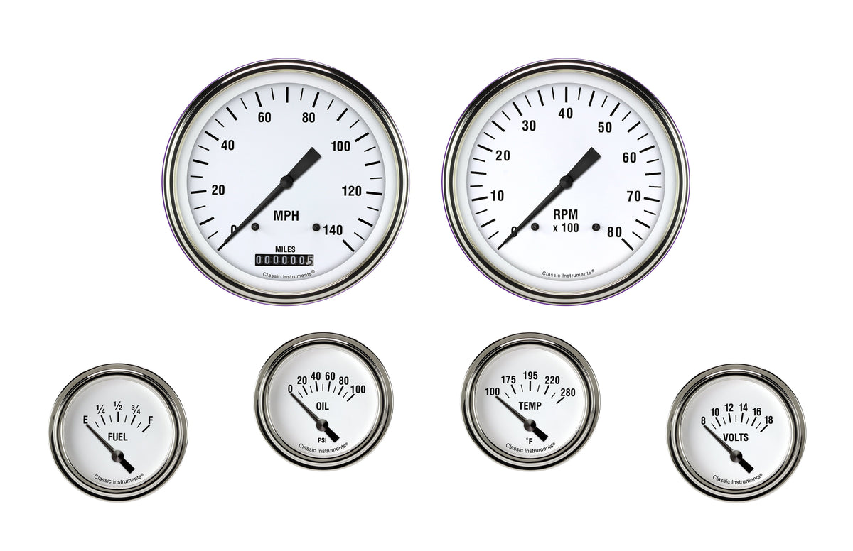 Classic Instruments White Hot Six Gauge Set - WH251SLF