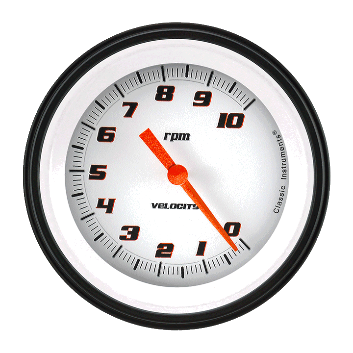 Classic Instruments Velocity White 3-3/8" Tachometer Gauge - VS10WBLF
