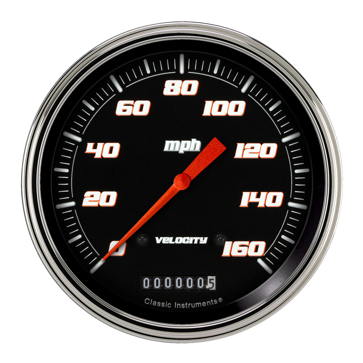 Classic Instruments Velocity Black 5" Speedometer Gauge (160 MPH) - VS56BSLC