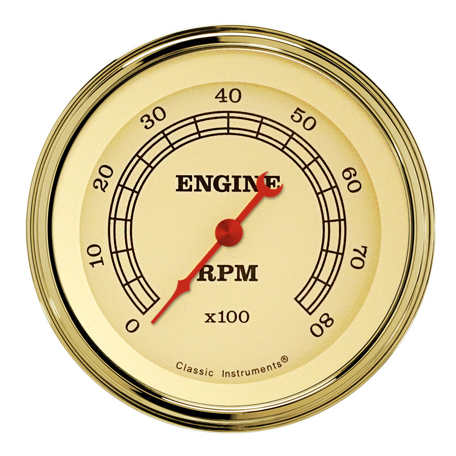 Classic Instruments Vintage 3" Tachometer Gauge (8000 RPM) - VT80GLF