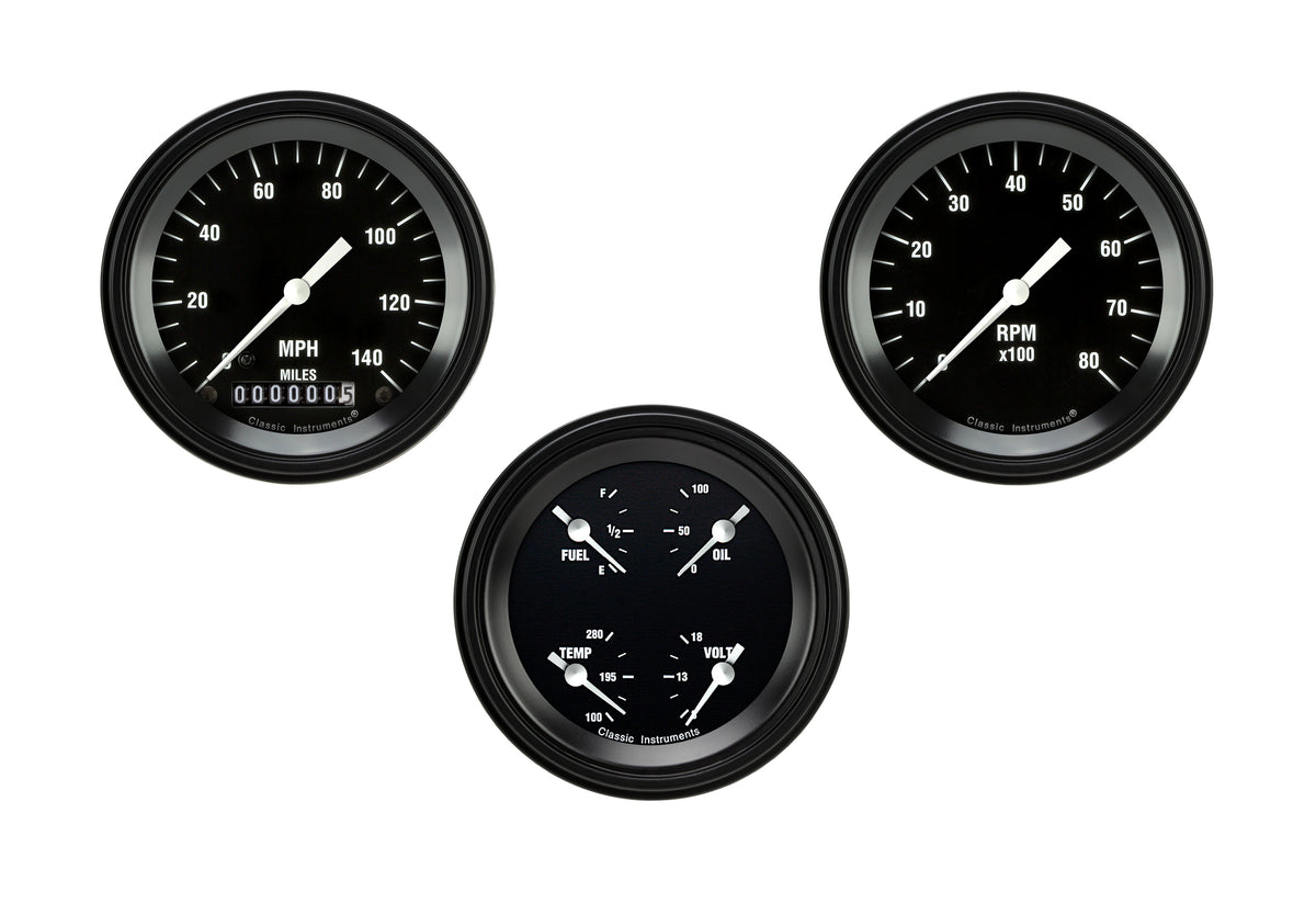 Classic Instruments Hot Rod Series Three Gauge Package - HR03BLF