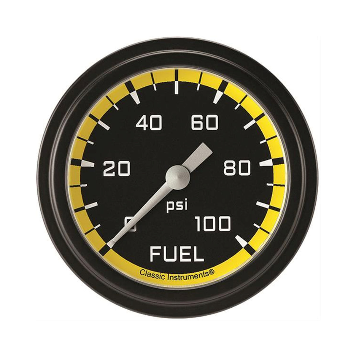 Classic Instruments Autocross Yellow 2-5/8" Fuel Pressure Gauge (100 PSI) - AX346YBLF