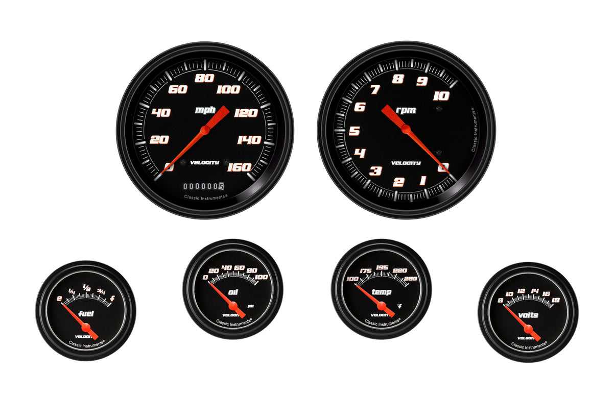 Classic Instruments Velocity Black Six Gauge Set - VS251BBLF