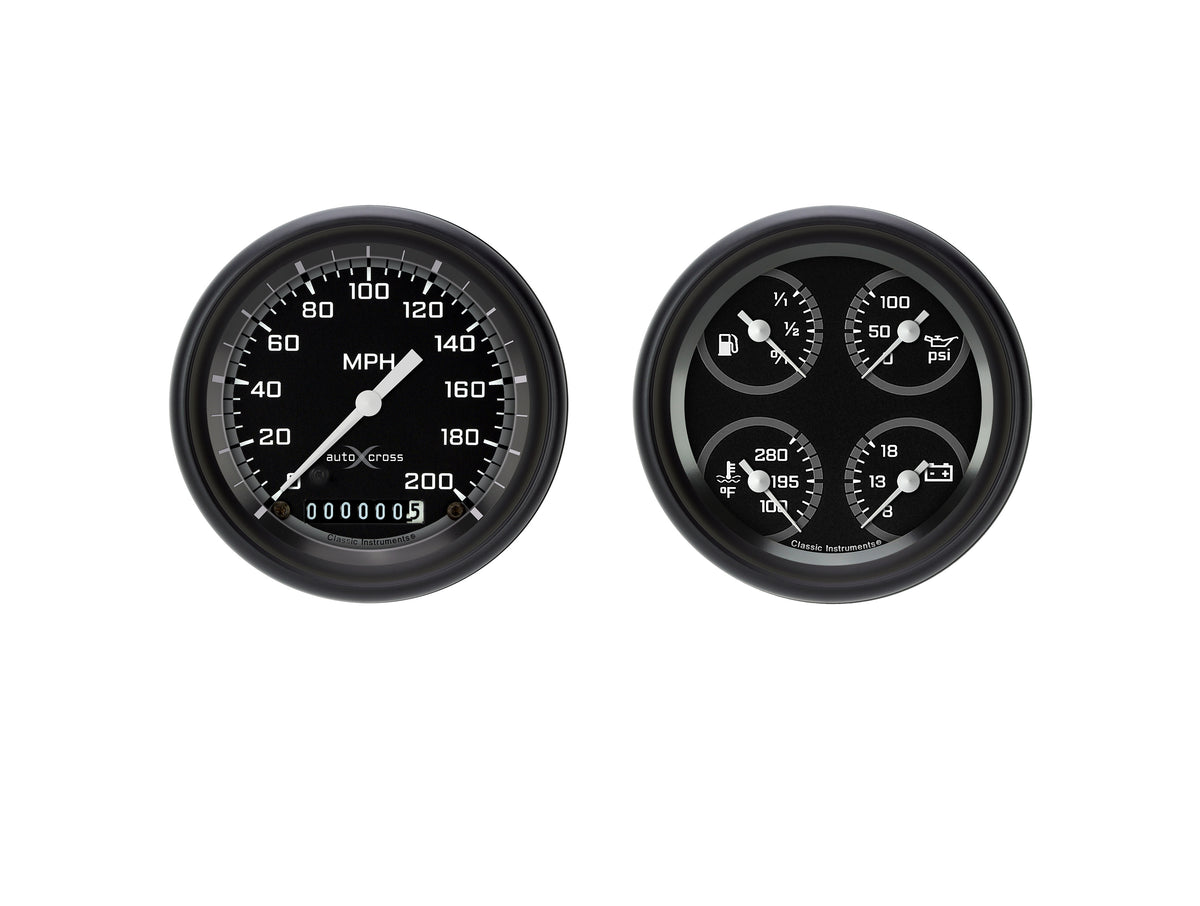 Classic Instruments AutoCross Gray Two Gauge Set - AX02GBPF