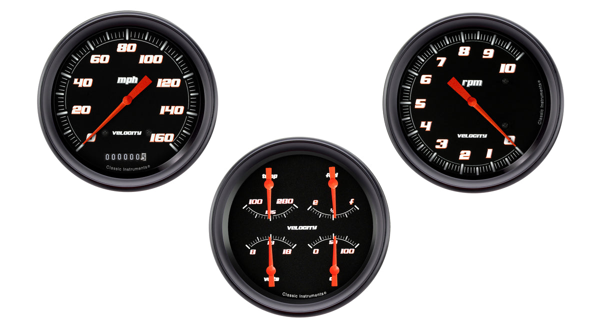 Classic Instruments Velocity Black Speedo/Tach Quad Set GM - VS53BBPF