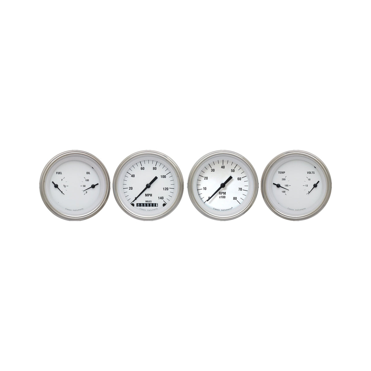 Classic Instruments White Hot 3" Speedo/Tach/2 Duals-GM - WH05SLC
