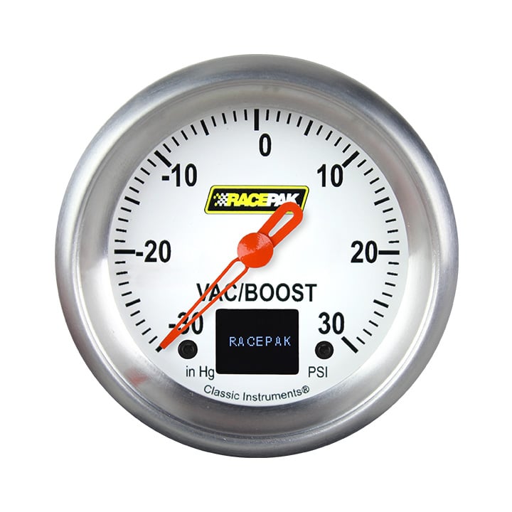 Classic Instruments Racepak 2-5/8" Boost/Vac White - 250-CI-341WA