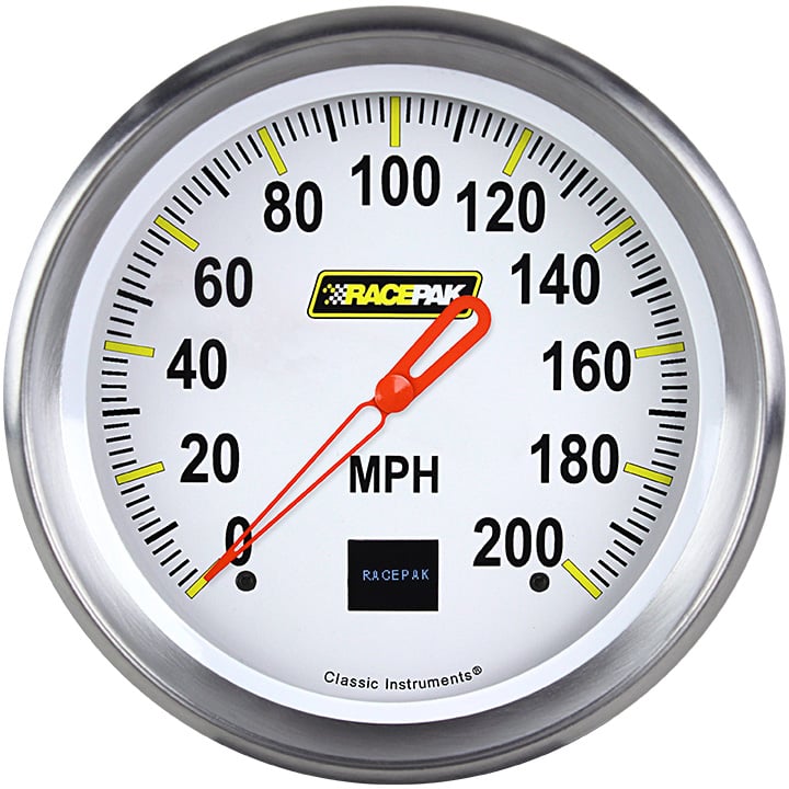Classic Instruments Racepak 4-5/8" Speedo White - 250-CI-56DWA