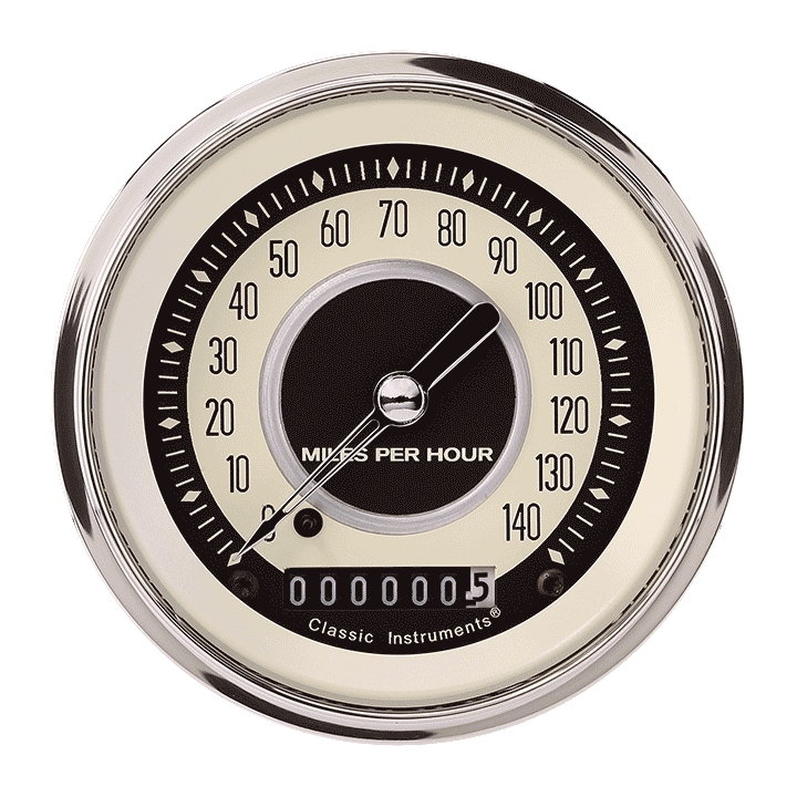 Classic Instruments Nostalgia VT 3" Speedometer Gauge (140 MPH) - NT55SLC