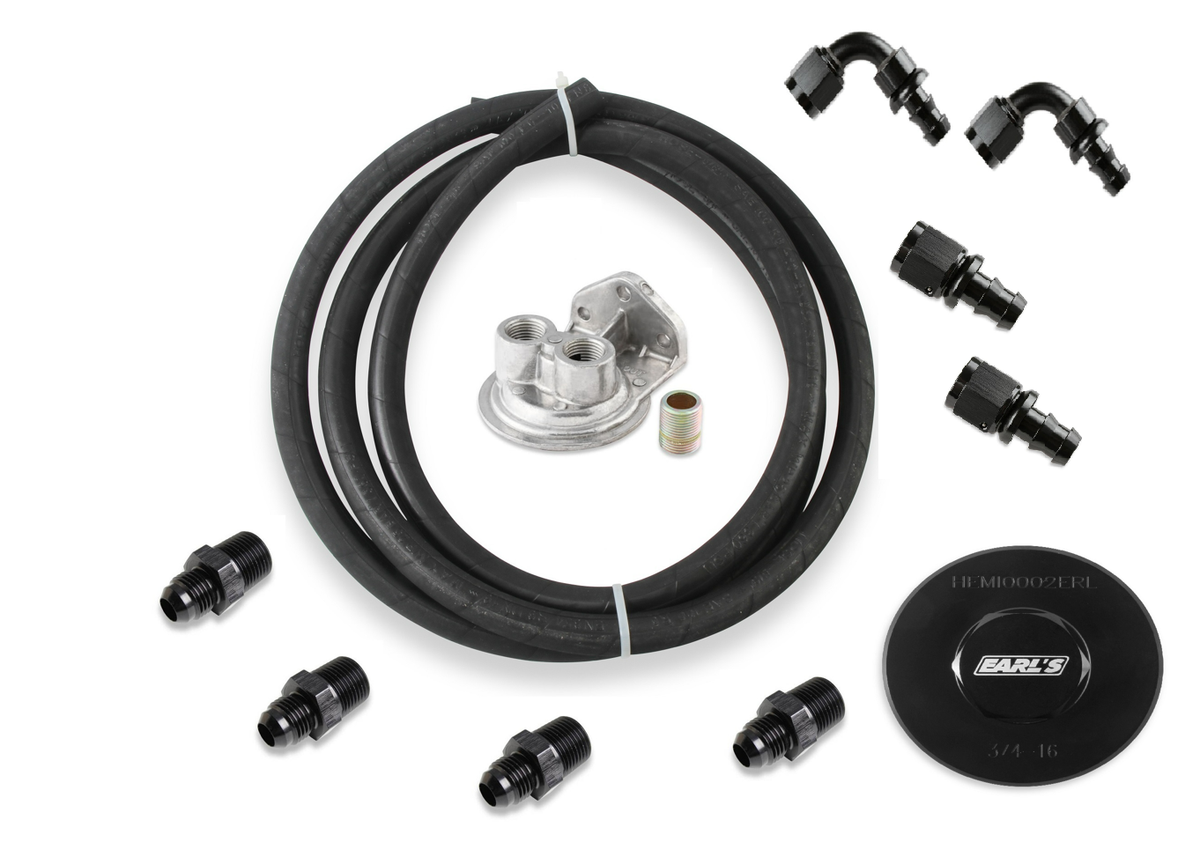Earl’s Oil Filter Relocation Kit - Mopar Gen III Hemi - Fits 3/4"-16 Filters - HEMI0004ERL