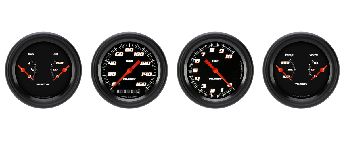 Classic Instruments Velocity Black 3" Speedometer/Tach Dual GM - VS05BBPF