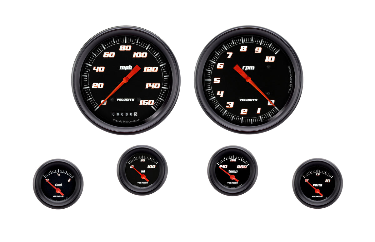 Classic Instruments Velocity Black Six Gauge Set - VS51BBPF