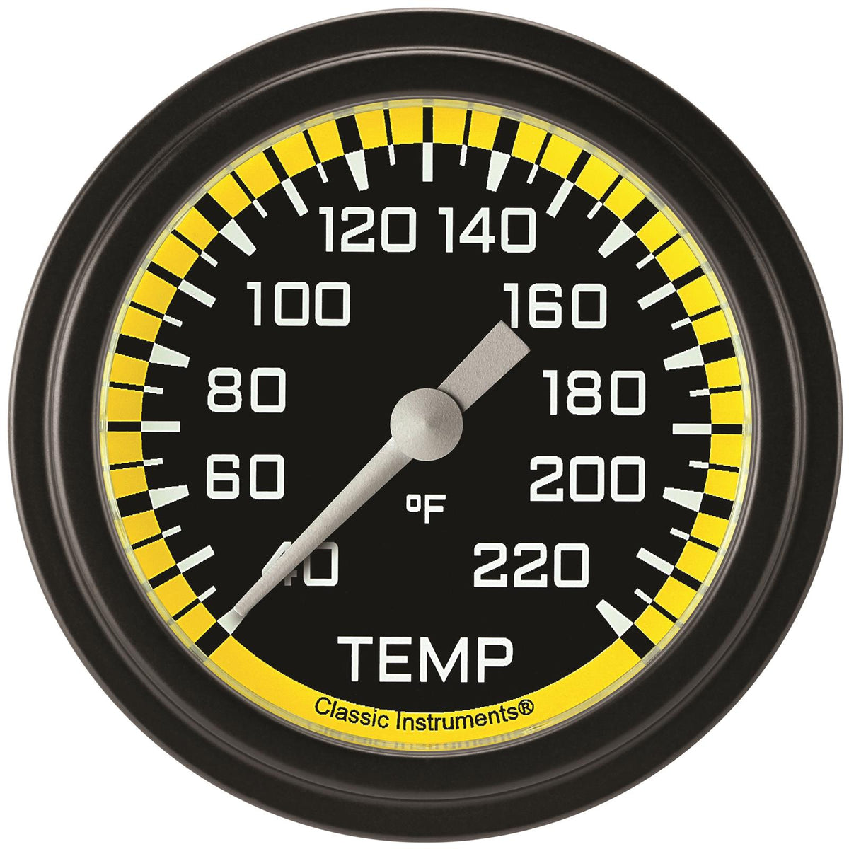 Classic Instruments Autocross Yellow 2-5/8" Stock Eliminator Temp Gauge - AX329YBLF