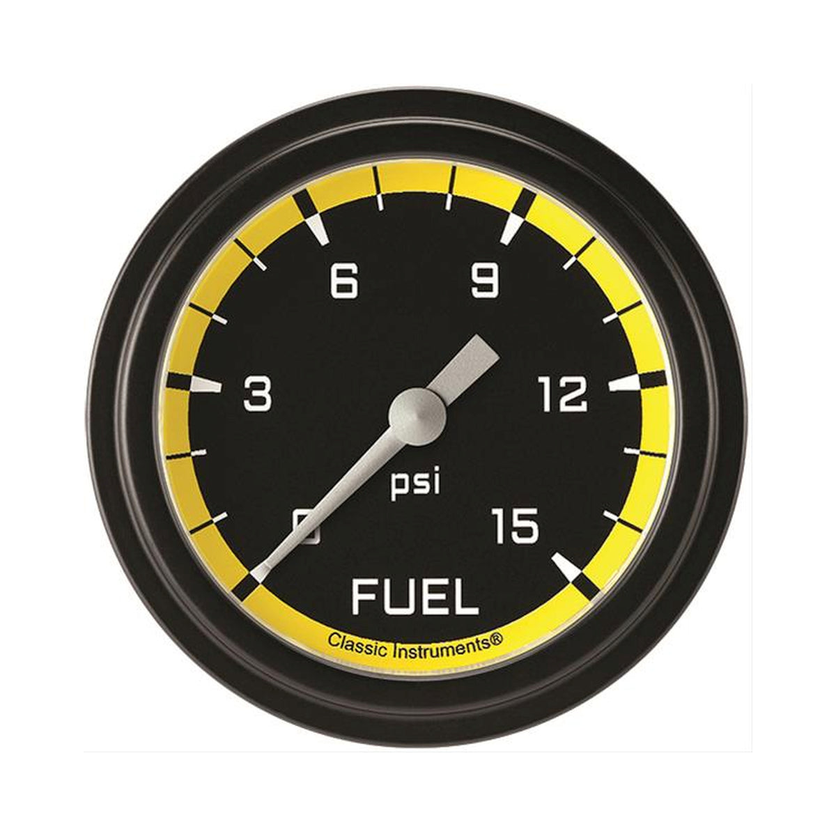 Classic Instruments Autocross Yellow 2-5/8" Fuel Pressure Gauge (15 PSI) - AX345YBLF