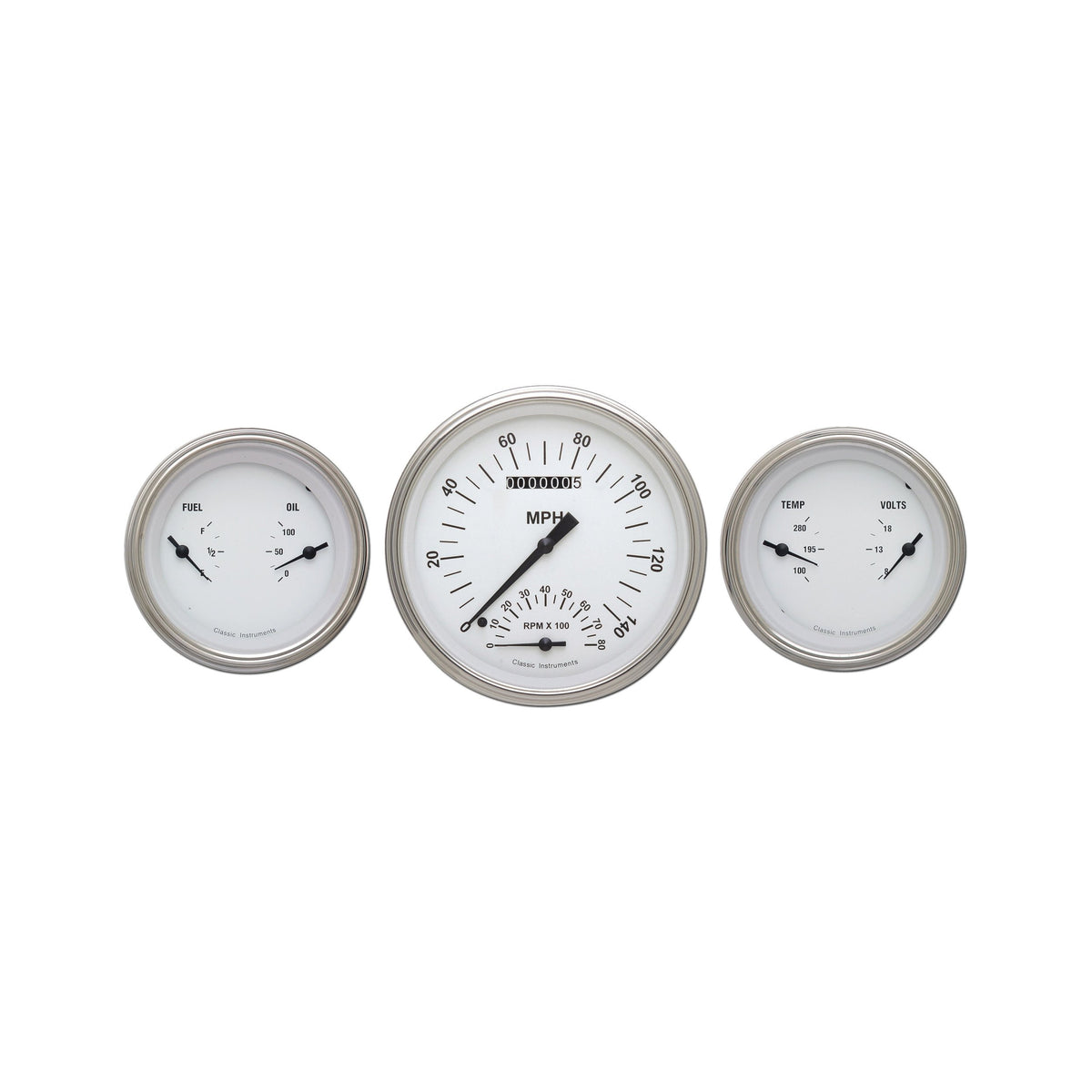 Classic Instruments White Hot 5" SpeedTach with Two 3" Gauges GM - WH61SLC