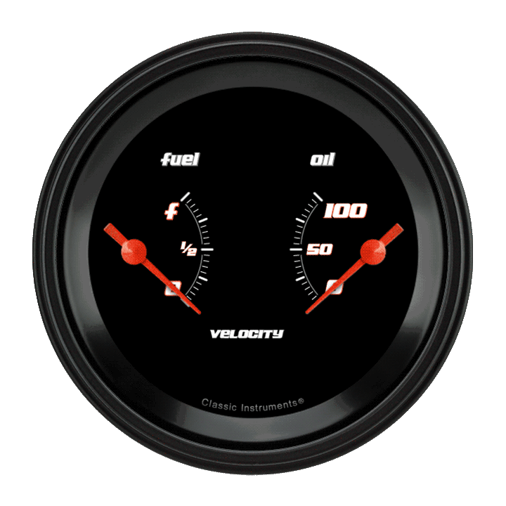 Classic Instruments Velocity Black 3-3/8" Dual - VS72BBLF