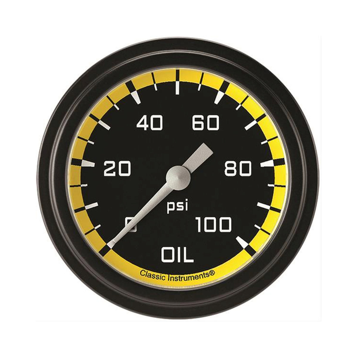 Classic Instruments Autocross Yellow 2-5/8" Oil Pressure Gauge - AX381YBLF