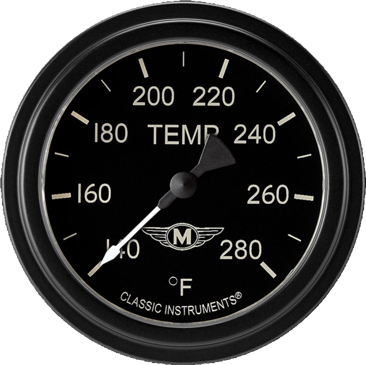 Classic Instruments Moal Bomber 2-5/8" Full Sweep Water Temperature Gauge - MA326BLF-02