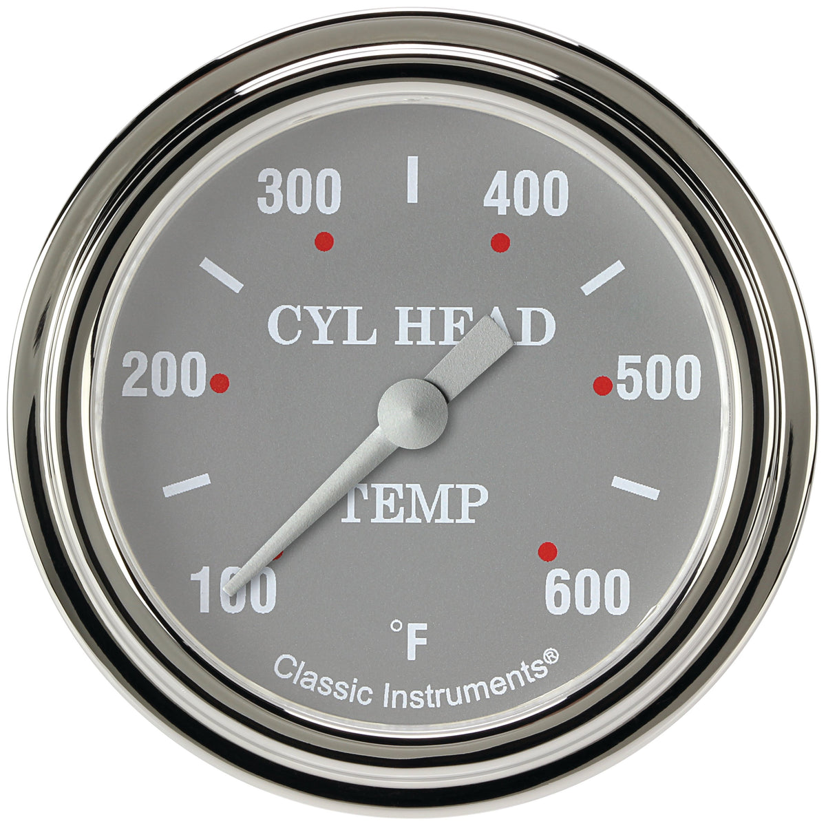 Classic Instruments Silver Gray 2-5/8" Cylinder Head Tempature Gauge - SG397SLF