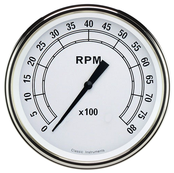 Classic Instruments Classic White 4-5/8" Tachometer Gauge - CW71SLF