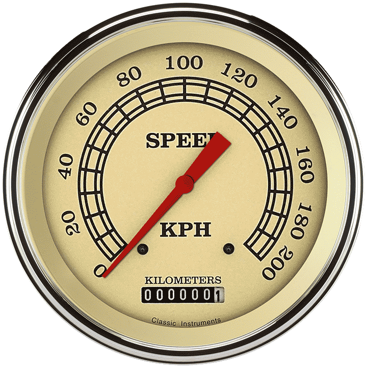 Classic Instruments Vintage Series 5" Speedometer Gauge (200 KPH) - VT58SLC