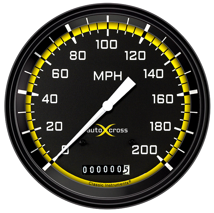 Classic Instruments AutoCross Yellow 4-5/8" Speedometer Gauge - AX56YBLF