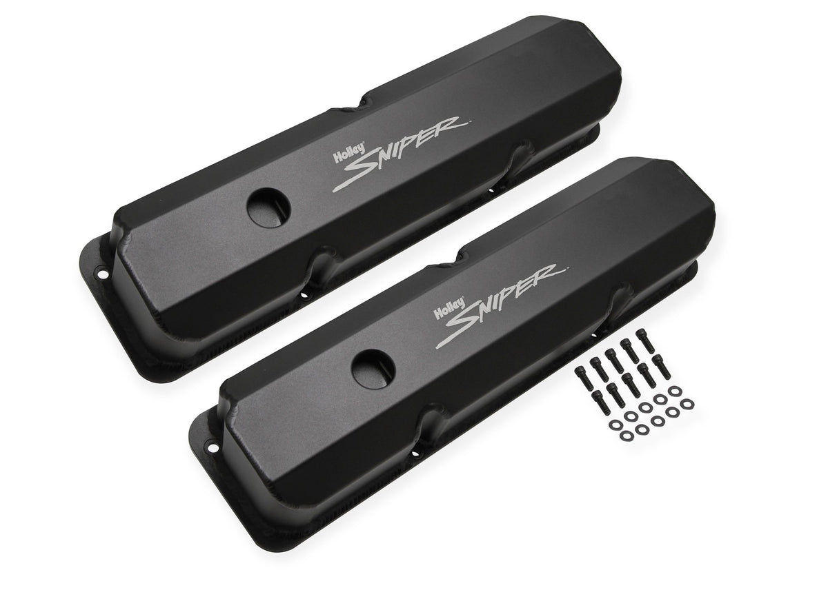 Holley Sniper Valve Cover - Fabricated Aluminum - Ford FE - Tall - Black Finish - 890001B
