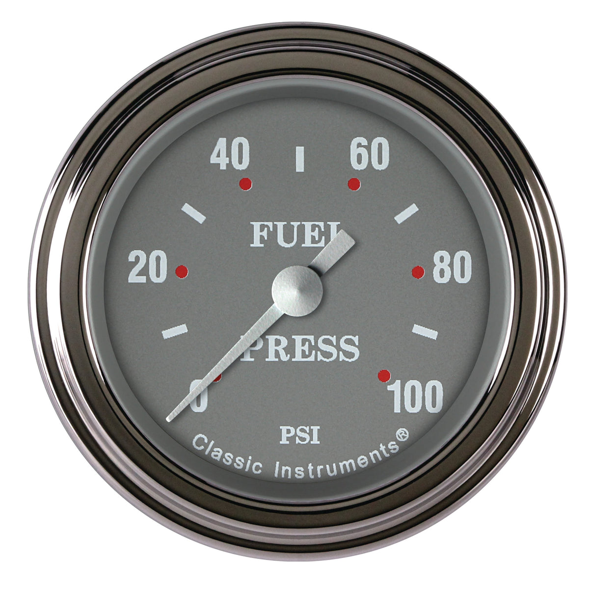 Classic Instruments Silver Gray 2-1/8" Fuel Pressure Gauge (100 PSI) - SG146SLF
