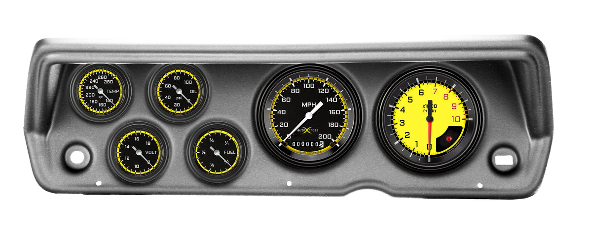 Classic Instruments 1970-76 Duster AutoCross Yellow Full Sweep Six Gauge Set - CDDU70AXY101BA
