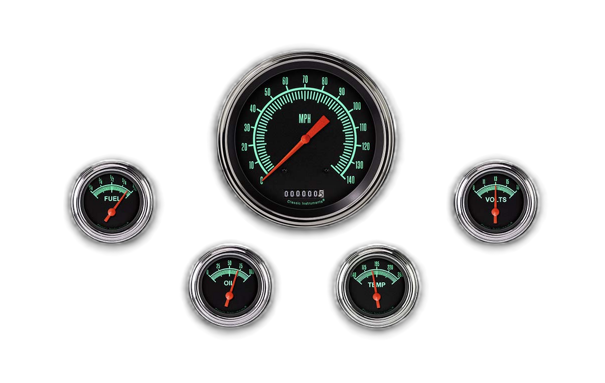 Classic Instruments G/Stock 5" Speedometer With 2-1/8" Fuel/Oil/Temp/Volt GM - GS54SLC