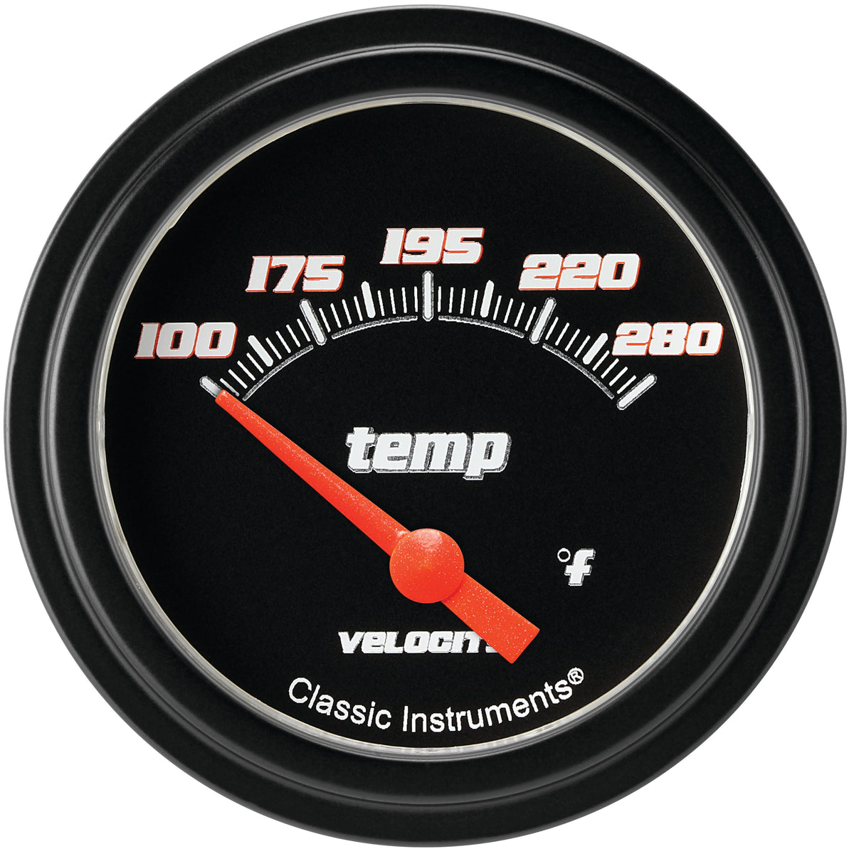 Classic Instruments Velocity Black 2-5/8" Short Sweep Water Temp Gauge - VS226BBLF-06