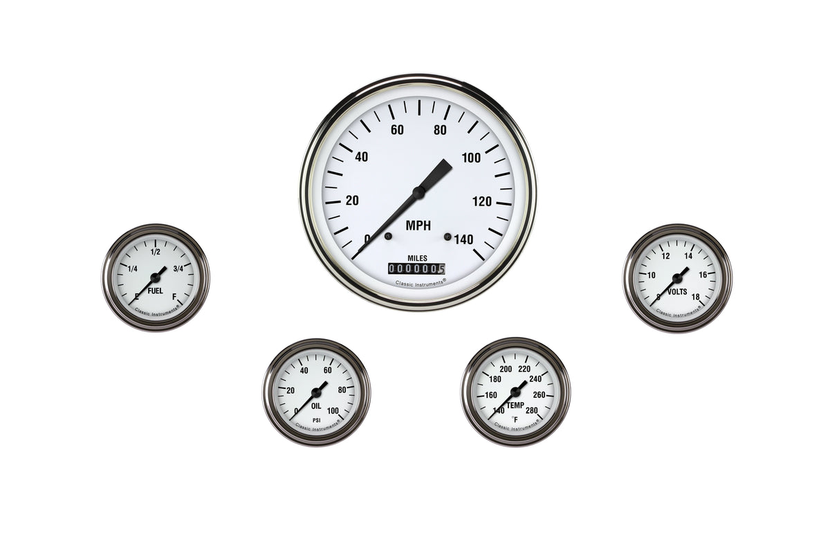 Classic Instruments White Hot Five Gauge Set - WH154SLF
