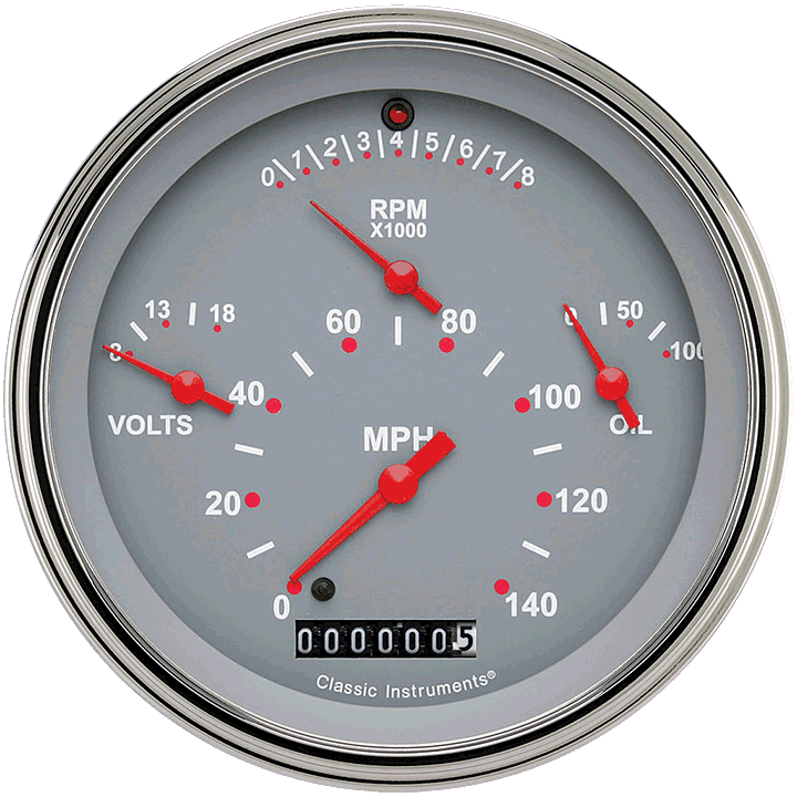 Classic Instruments Tetra Series Gray Combination Gauge - TE40GSLF