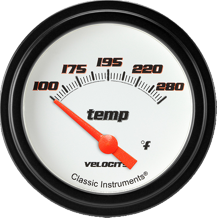 Classic Instruments Velocity White 2-5/8" Short Sweep Water Temp Gauge - VS226WBLF-02