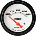 Classic Instruments Velocity White 2-5/8" Short Sweep Water Temp Gauge - VS226WBLF-06