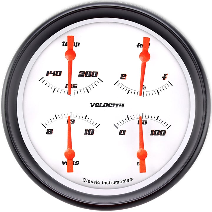 Classic Instruments Velocity White 5" Inch Quad Gauge (0-30 Ohm) - VS31WBPF