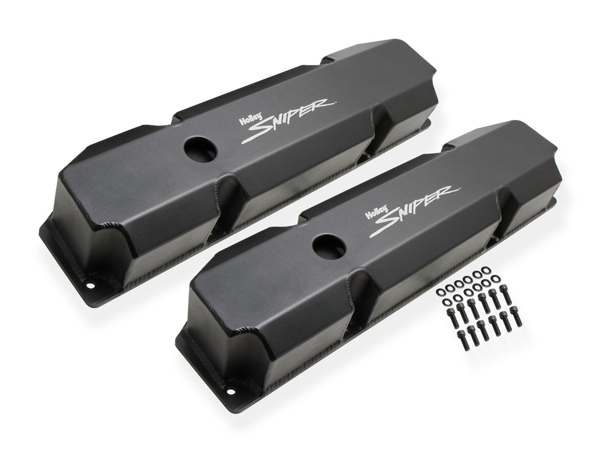 Holley Sniper Valve Cover - Fabricated Aluminum - Chrysler BB - Short Bolt - Black - 890005B