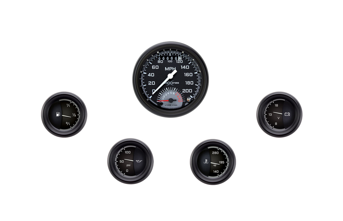 Classic Instruments Auto Cross Gray 3" with 2" Ultimate Four Gauge Set - AX35GBPF