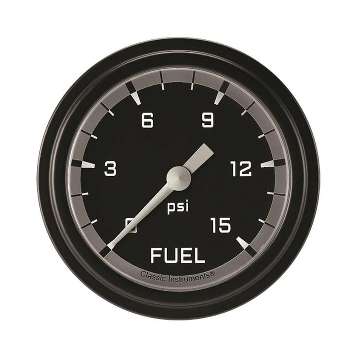 Classic Instruments Autocross Gray 2-5/8" Fuel Pressure Gauge (15 PSI) - AX345GBLF