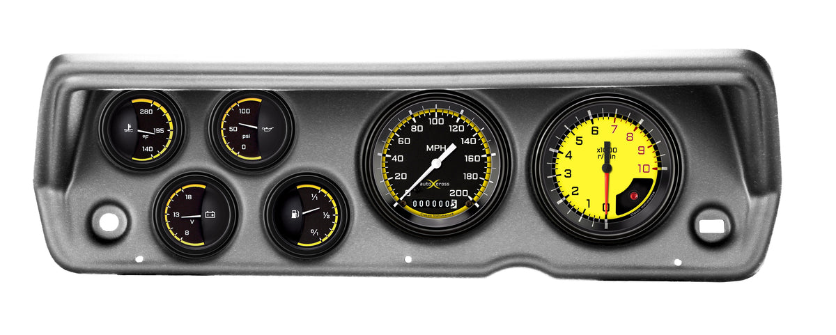 Classic Instruments 1970-76 Duster AutoCross Yellow Six Gauge Set Mopar - CDDU70AXY01BA