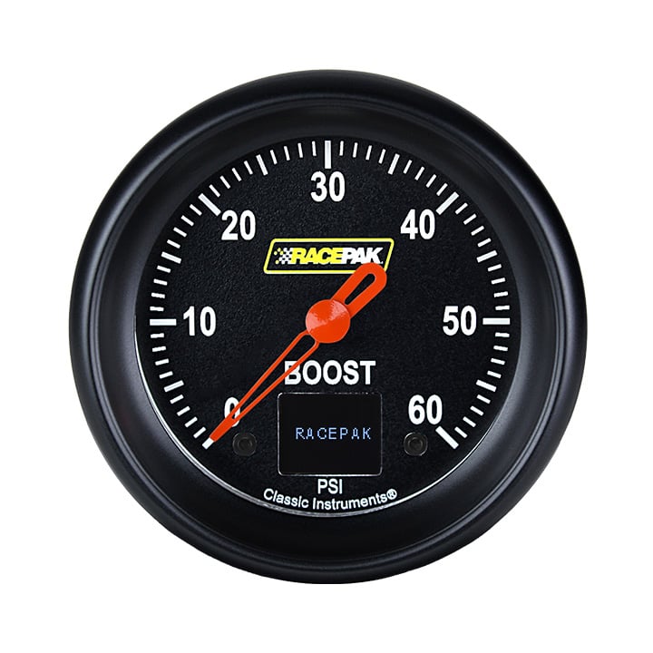 Classic Instruments Racepak 2-5/8" Boost Black (60 PSI) - 250-CI-343BB