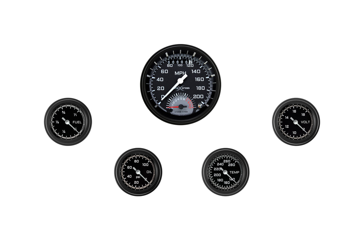 Classic Instruments AutoCross Gray Full Sweep Ultimate Gauge Set - AX135GBLF