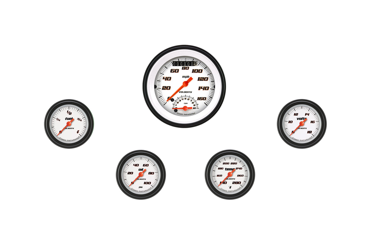 Classic Instruments Velocity White Five Gauge Set - VS135WBLF