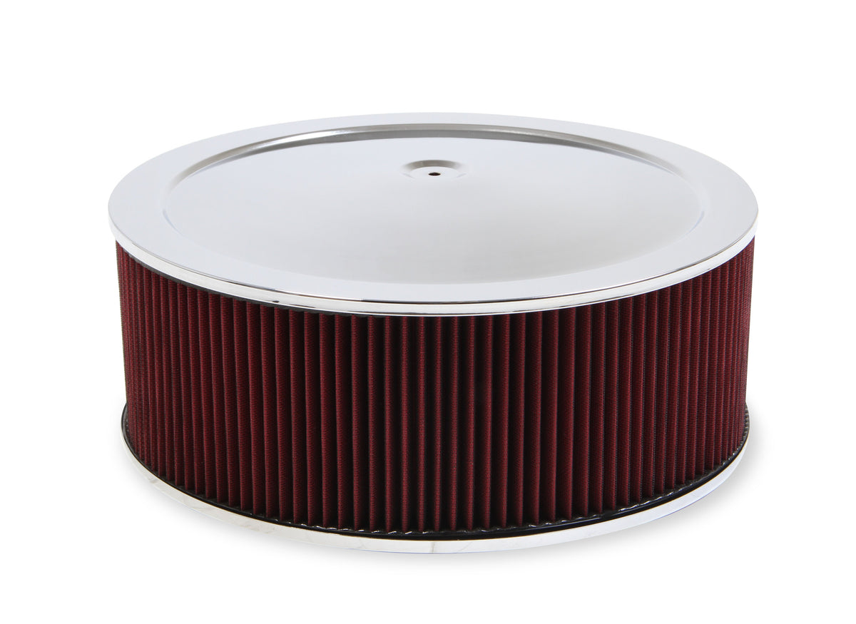 Holley 4500 Drop Base Air Cleaner Chrome w/6" Red Washable Gauze Filter - 120-4560