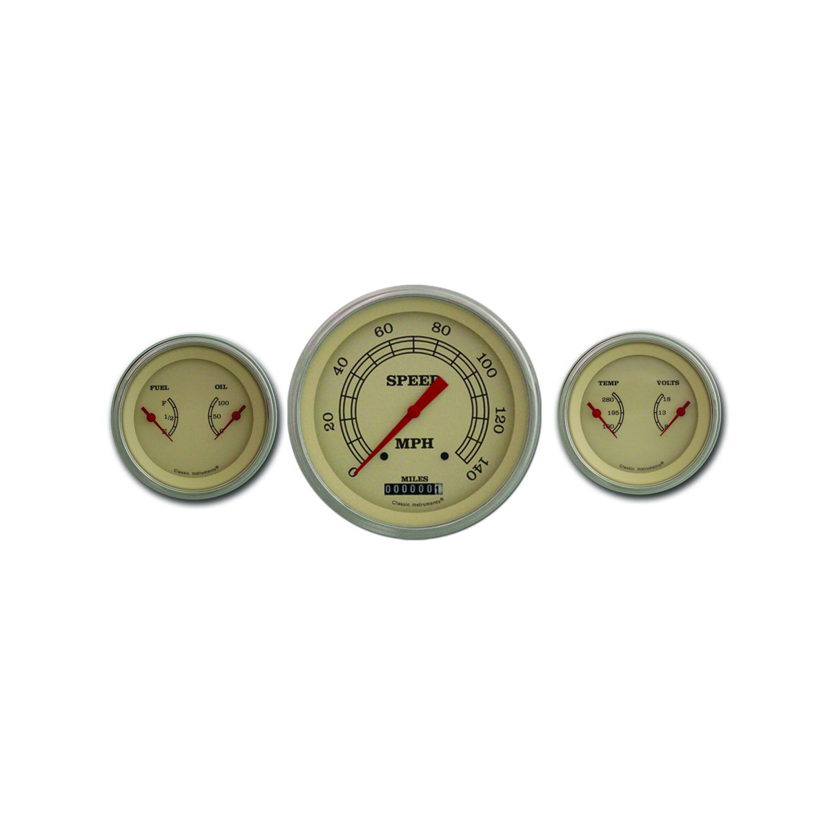 Classic Instruments Vintage 5" Speedometer with Two 3" Gauges GM - VT64SLC
