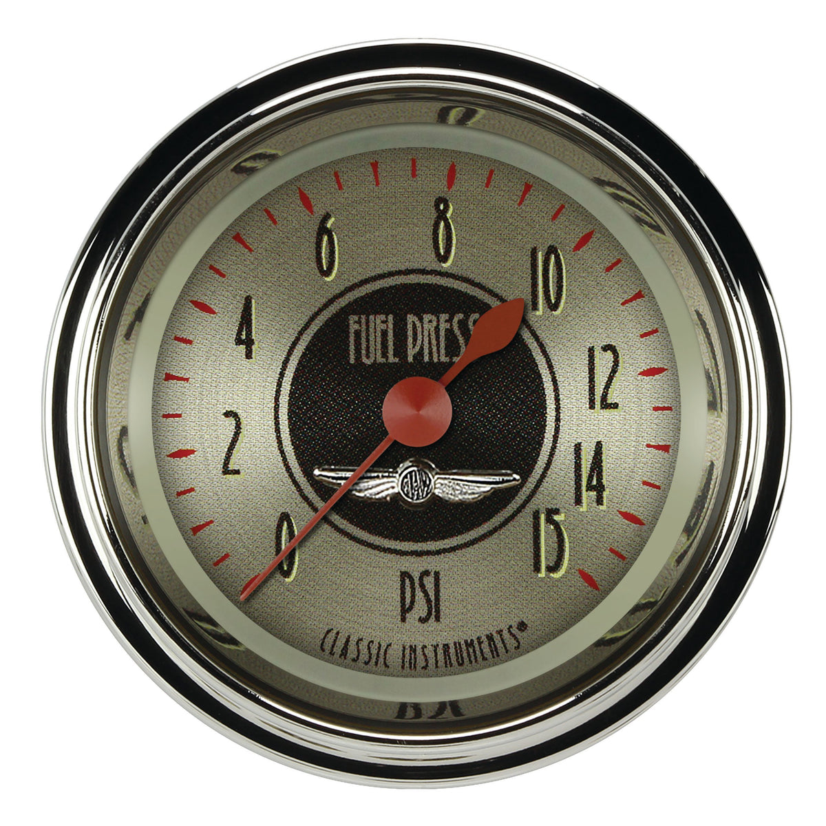 Classic Instruments All American Nickel 2-1/8" Fuel Pressure Gauge (15 PSI) - AN145SHC