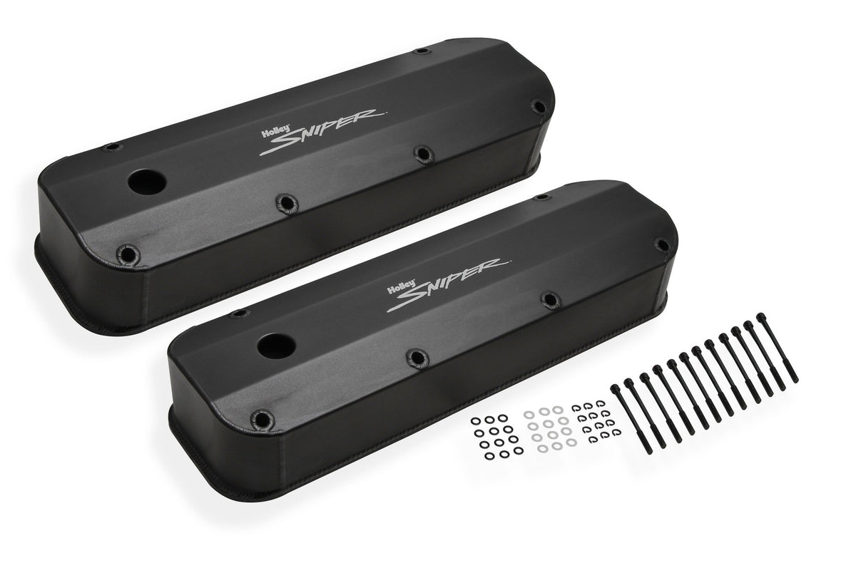 Holley Sniper Valve Cover - Fabricated Aluminum - Ford Big Block - Black Finish - 890007B