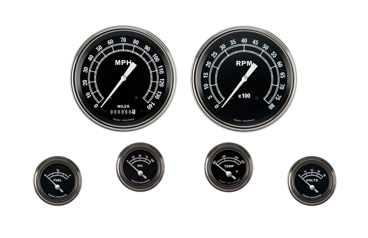 Classic Instruments Traditional 5" Speedo/Tach With 2-1/8" Fuel/Oil/Temp/Volt - TR51SLC