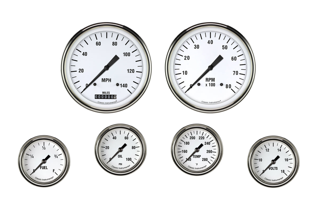 Classic Instruments White Hot Six Gauge Set - WH351SLF