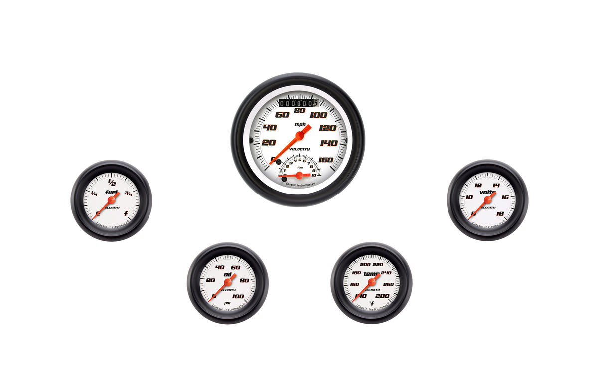 Classic Instruments Velocity White 2" Full Sweep Ultimate Four Gauge Set - VS135WBPF